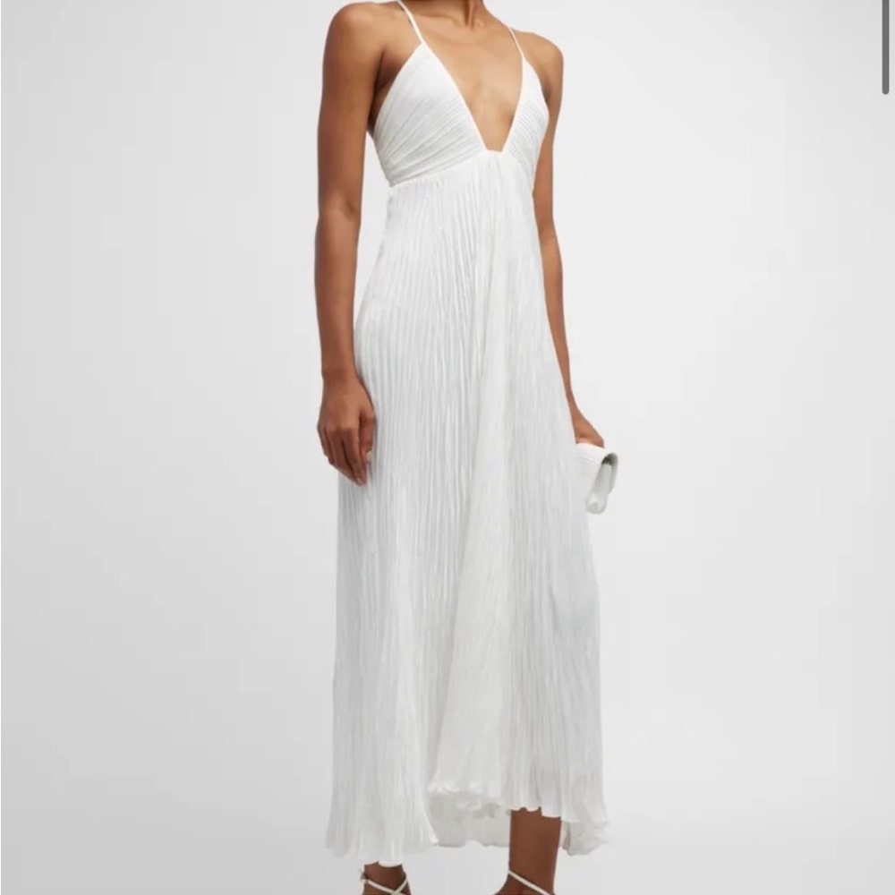 A.L.C. Women's Angelina Plisse Satin Pleated Dress in White Size 2 (Worn Once)